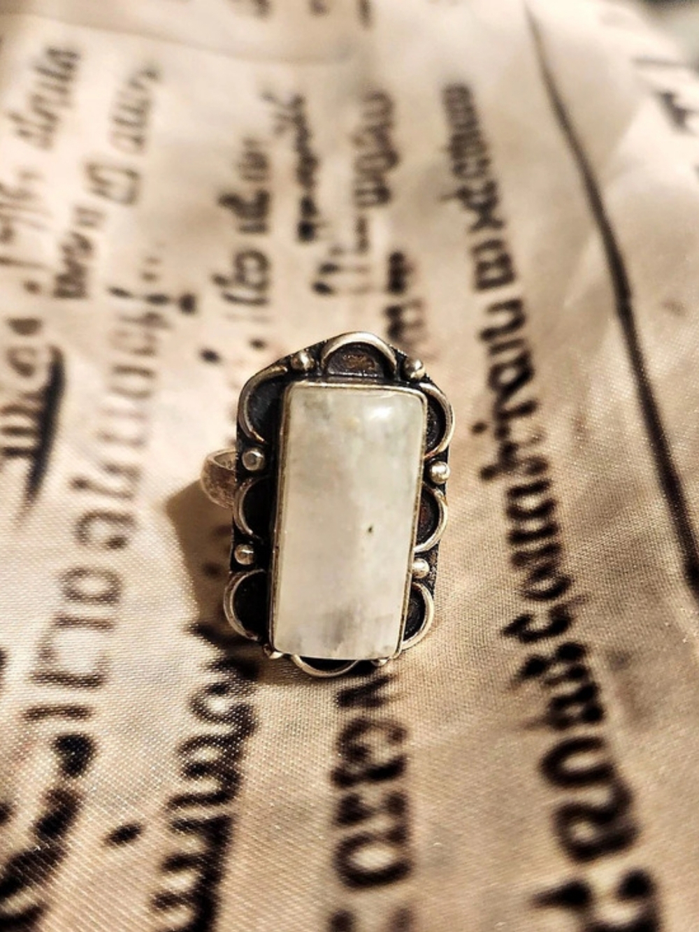 White MoonStone Sterling Silver Statement Ring